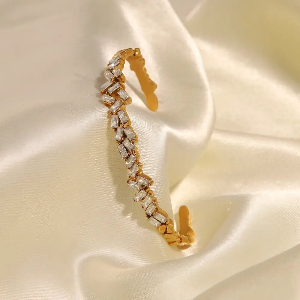 BEARWOLF | Elegante vergoldete Goldarmband mit Zirkonia