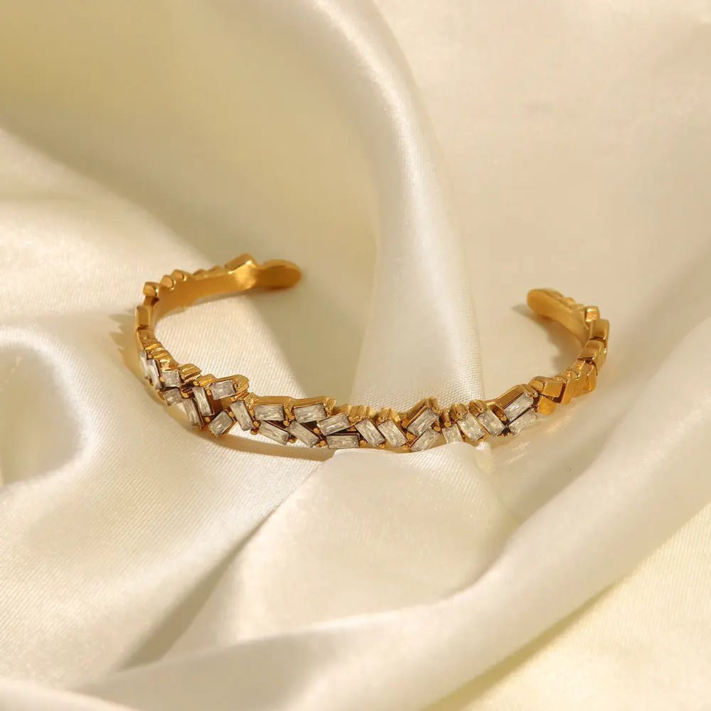 BEARWOLF | Elegante vergoldete Goldarmband mit Zirkonia