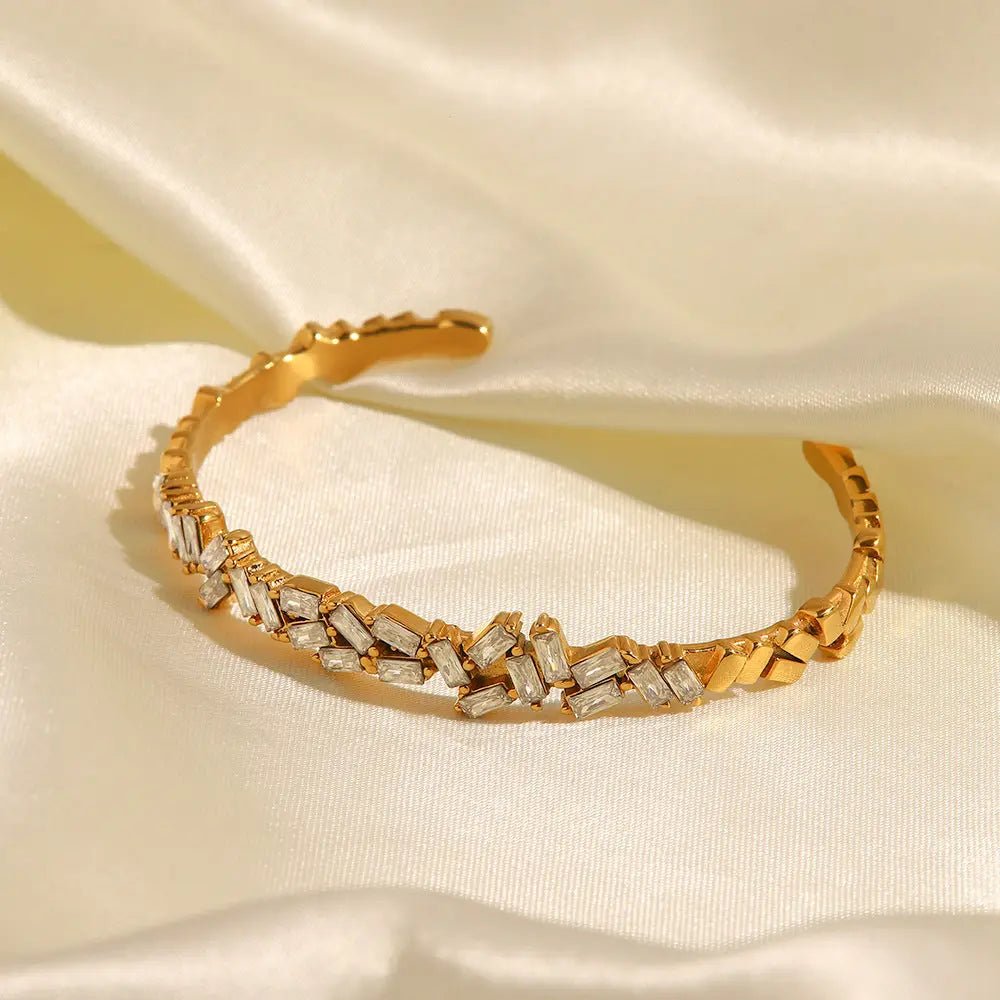 BEARWOLF | Elegante vergoldete Goldarmband mit Zirkonia