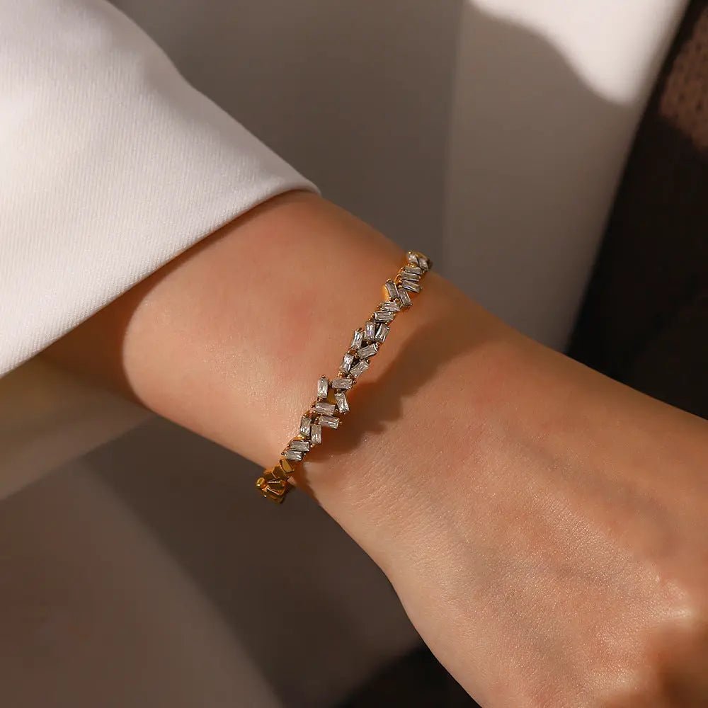 BEARWOLF | Elegante vergoldete Goldarmband mit Zirkonia