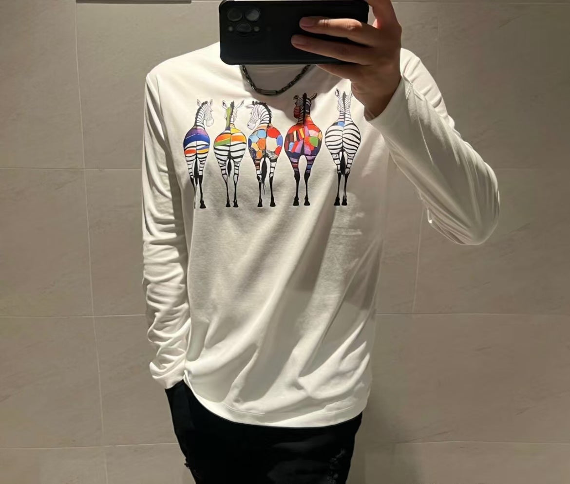 BEARWOLF | Wasser-weiche Baumwolle Langarmshirt Seidener Rundhalsausschnitt
