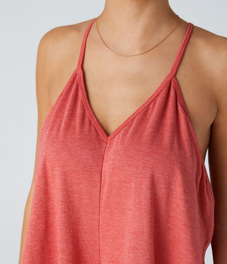 V-Ausschnitt Rückenfreies Band Rücken gerüschtes Maxi Resort Slip Kleid