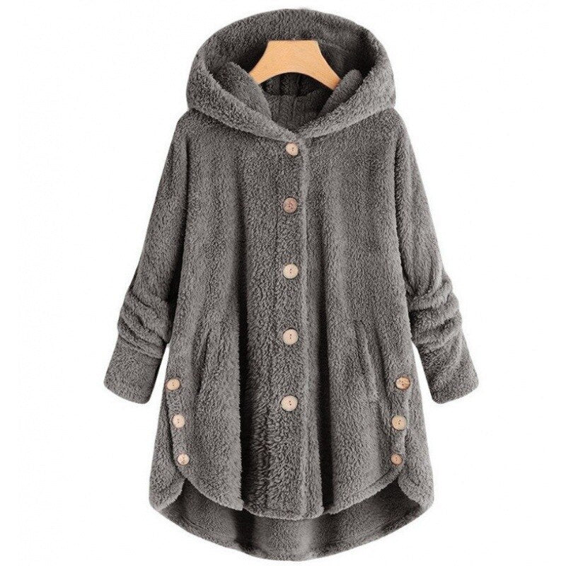 BEARWOLF Mantel mit Kapuze für Frauen aus warmer Wolle.