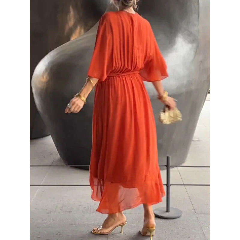BEARWOLF | Schnürung Batwing Ärmel Unregelmäßiges Kleid