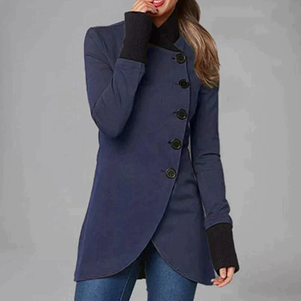 BEARWOLF - Damen Knopf-asymmetrischer Mantel für einen schicken Winterlook