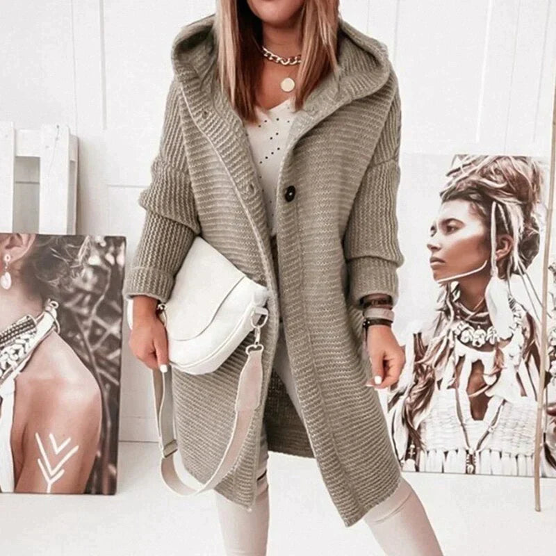 BEARWOLF - Lange warme Strickjacke mit Kapuze