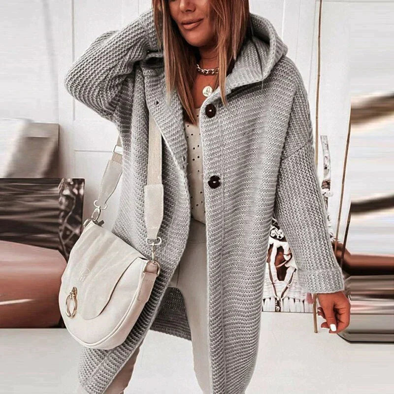 BEARWOLF - Lange warme Strickjacke mit Kapuze