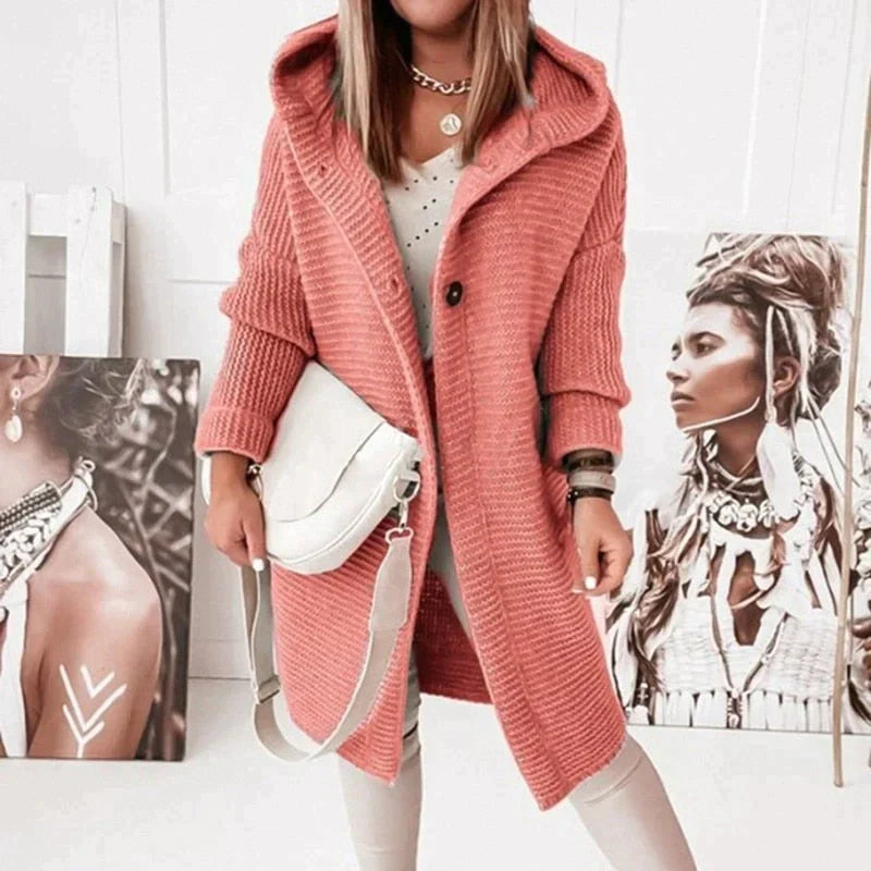 BEARWOLF - Lange warme Strickjacke mit Kapuze