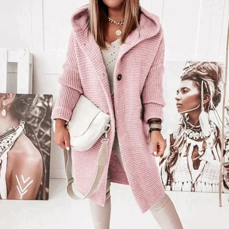 BEARWOLF - Lange warme Strickjacke mit Kapuze