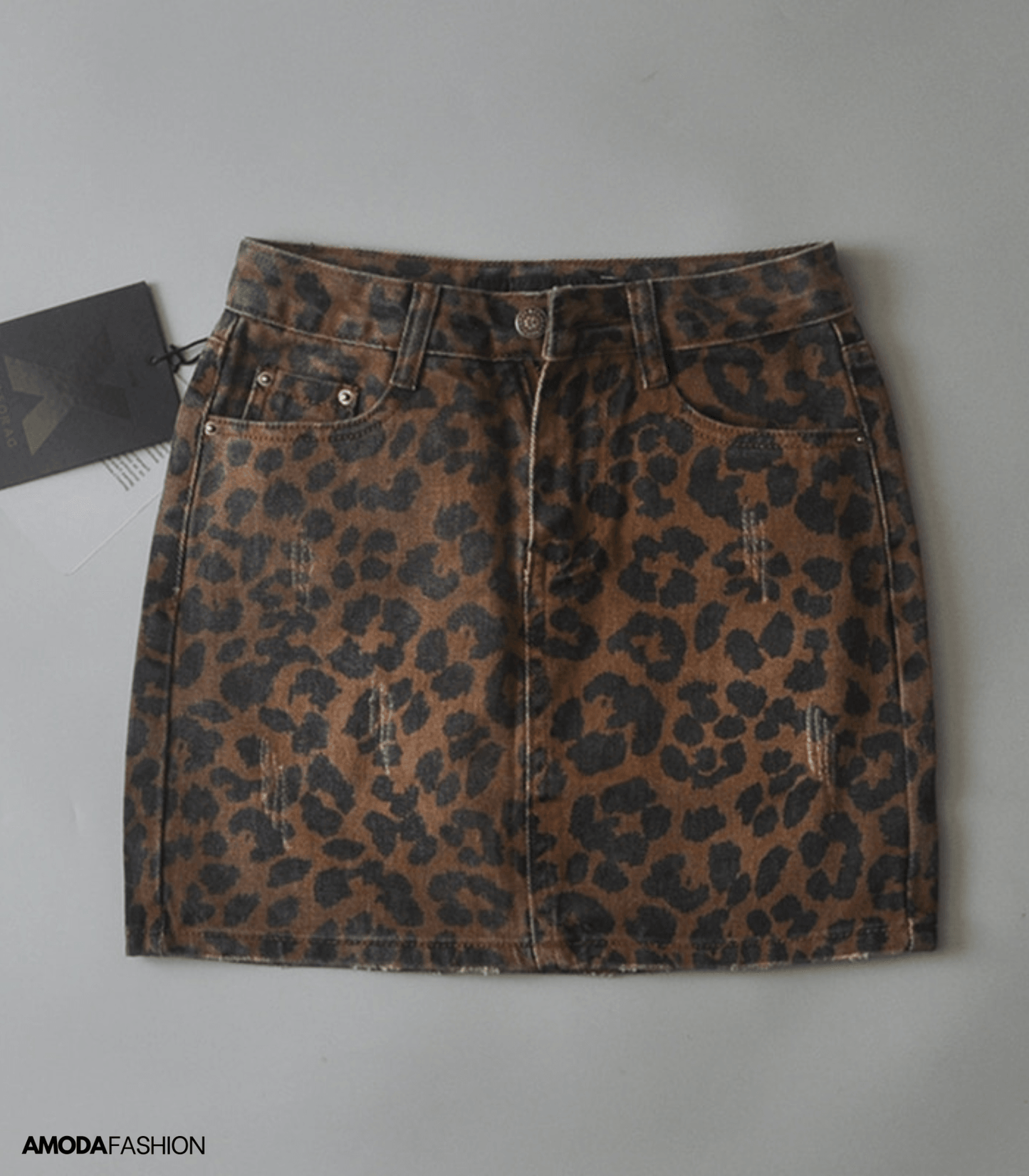 BEARWOLF | Jeansrock mit Leopardenmuster
