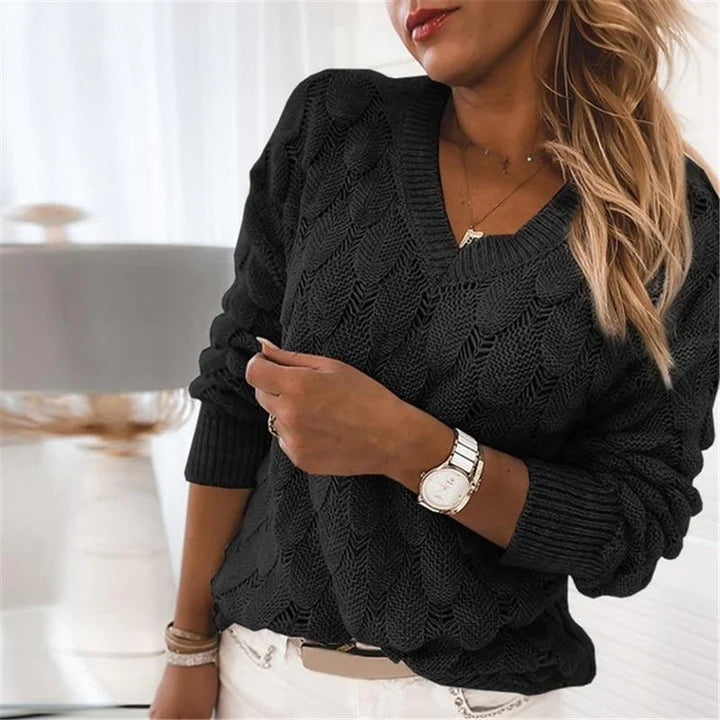 BEARWOLF - Damen V-Ausschnitt Kabelstrickpullover