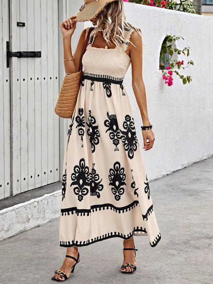 Apricotfarbenes ärmelloses Träger-Maxikleid