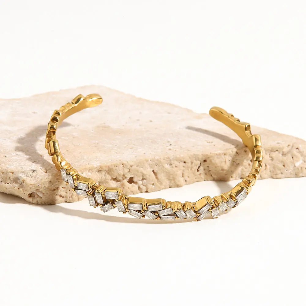 BEARWOLF | Elegante vergoldete Goldarmband mit Zirkonia