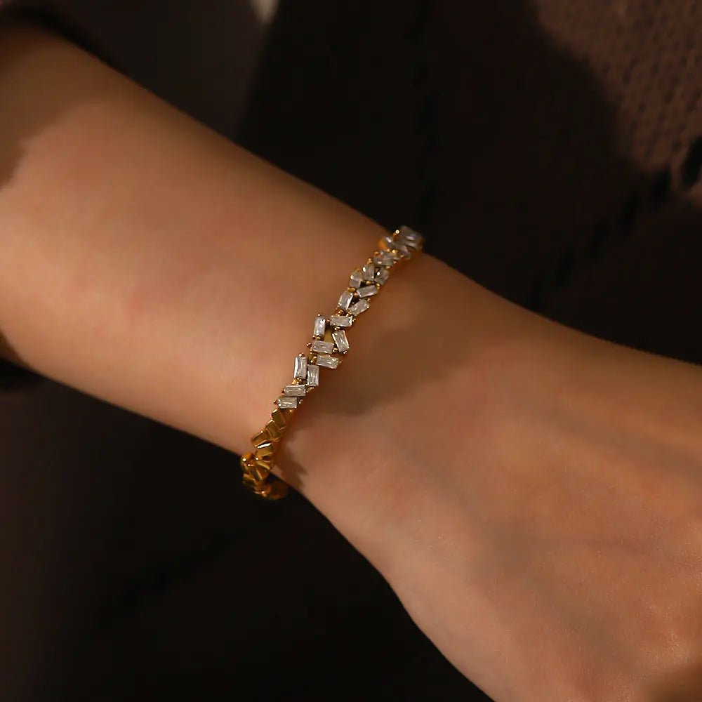 BEARWOLF | Elegante vergoldete Goldarmband mit Zirkonia