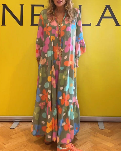 Noa™ - Lässiges Kleid mit Trompetenärmeln und Blumenmuster