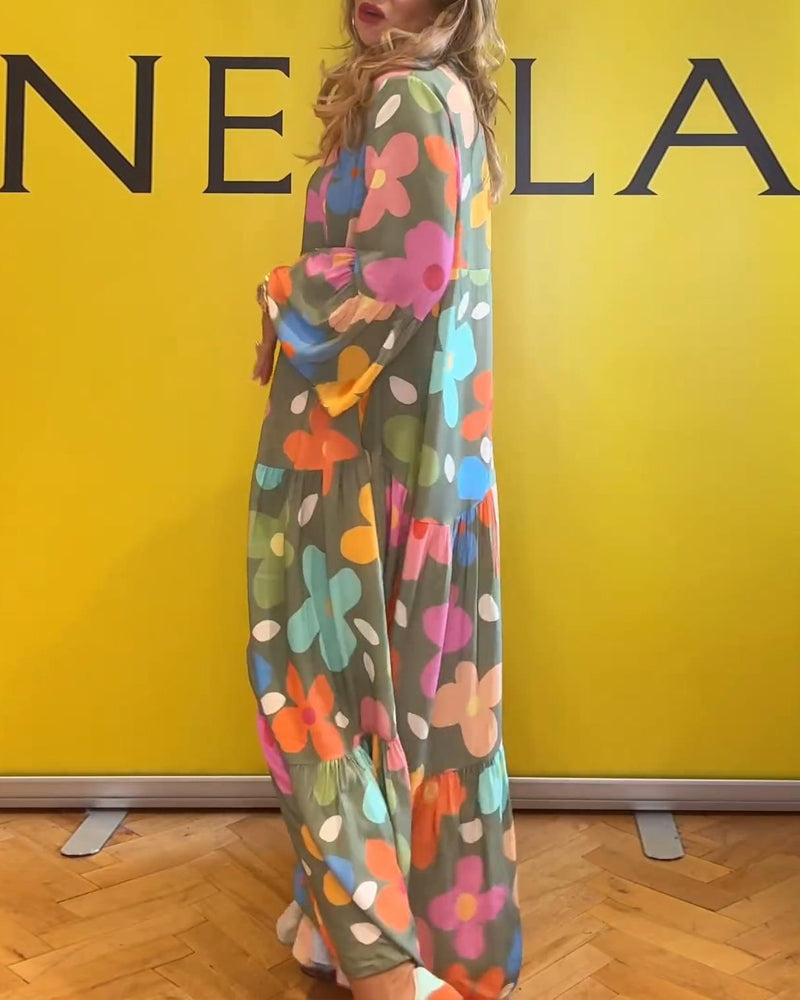 Noa™ - Lässiges Kleid mit Trompetenärmeln und Blumenmuster
