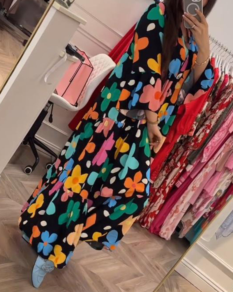Noa™ - Lässiges Kleid mit Trompetenärmeln und Blumenmuster