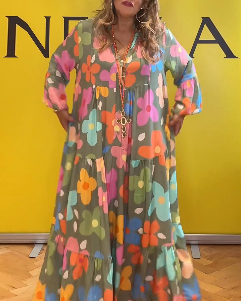 Noa™ - Lässiges Kleid mit Trompetenärmeln und Blumenmuster