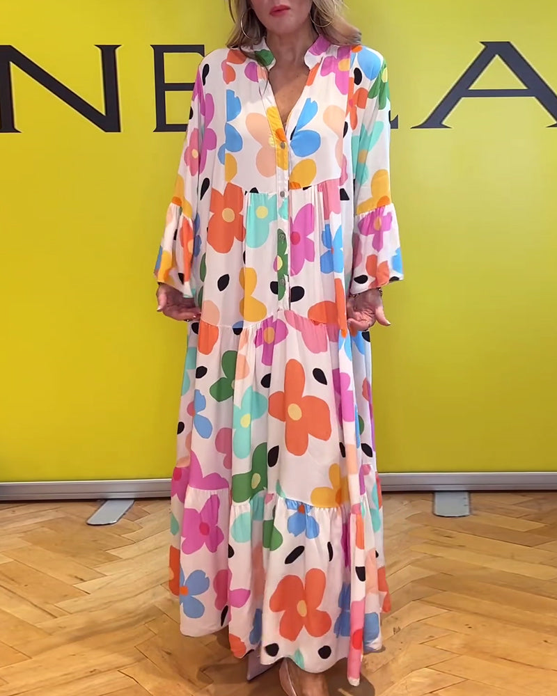 Noa™ - Lässiges Kleid mit Trompetenärmeln und Blumenmuster