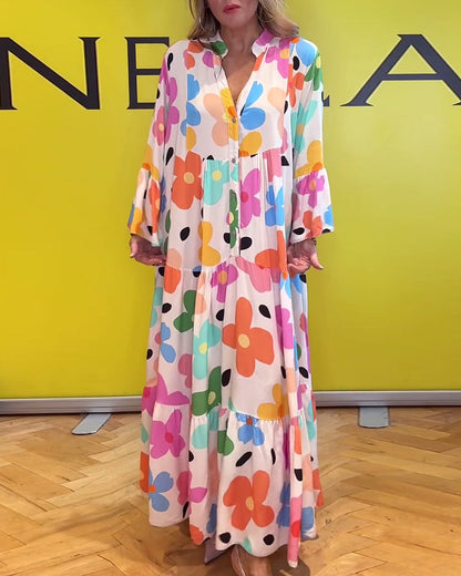 Noa™ - Lässiges Kleid mit Trompetenärmeln und Blumenmuster