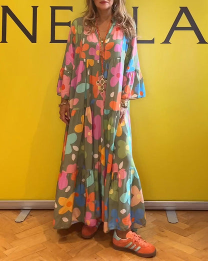 Noa™ - Lässiges Kleid mit Trompetenärmeln und Blumenmuster