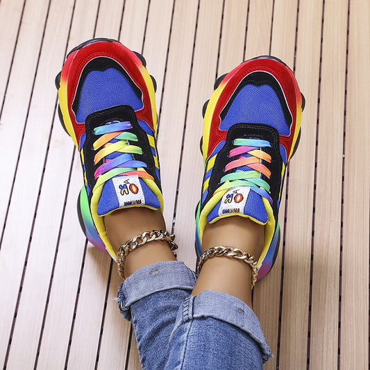 BEARWOLF - SwiftStep Bequeme Regenbogen Turnschuhe