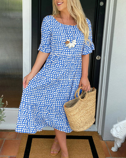 Midikleid mit Rundhalsausschnitt und Polka-Dot-Print