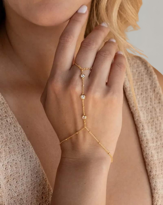 BEARWOLF - Vergoldet Armband Damen mit Ring | Schmuck für Sommer