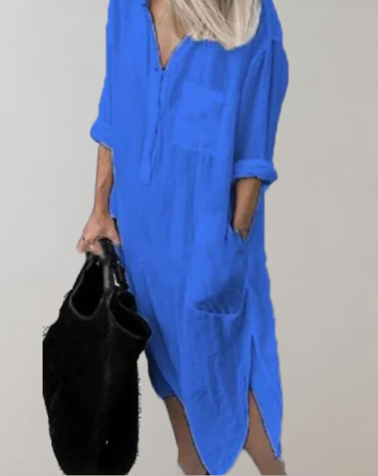 BEARWOLF - Lockeres langes Kleid mit langen Ärmeln und Seitentaschen Kleid