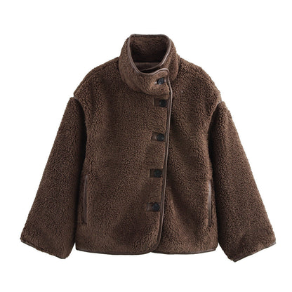 BEARWOLF | Lässiger Langarm Teddy Fleece Mantel