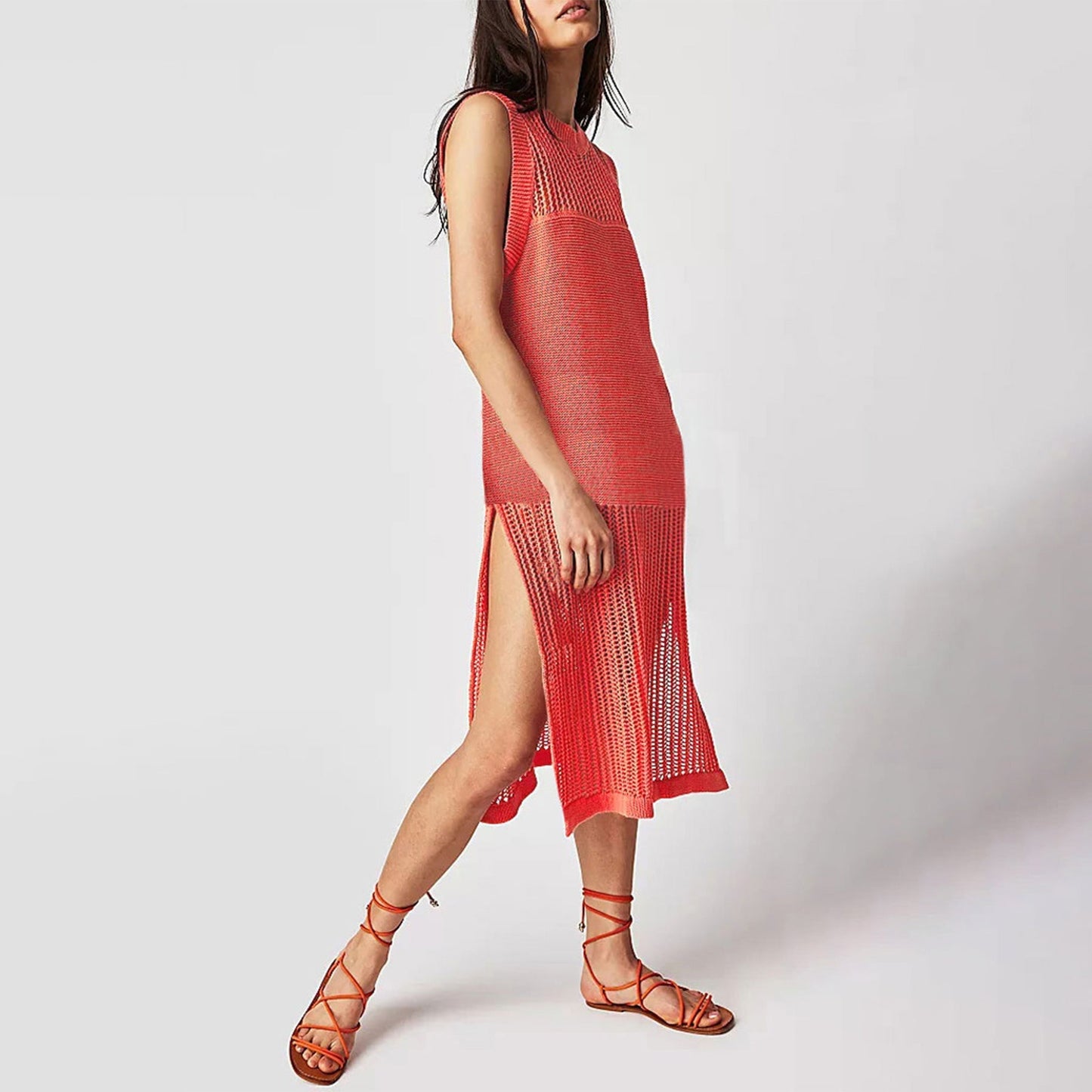 BEARWOLF | Frühling Sommer Hohle Strick Weste Kleid