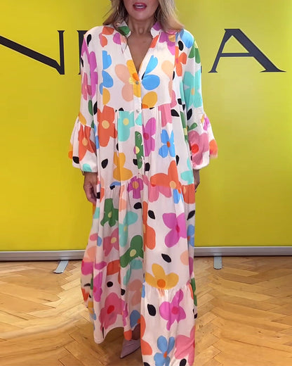 Noa™ - Lässiges Kleid mit Trompetenärmeln und Blumenmuster