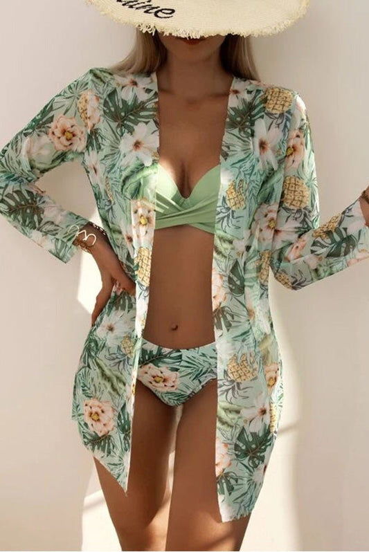 BEARWOLF – Wickel-Bügel-Bikini mit tropischem Print und Überzug